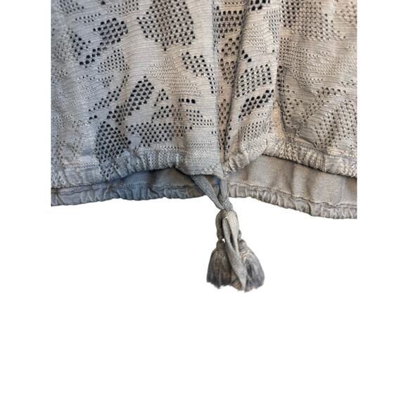 Saturday Sunday Anthropologie Gray Blue Eyelet Knit Tassel Hem Pullover Sweater - Picture 6 of 7